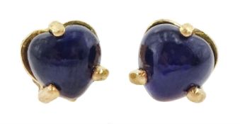 Pair of 18ct gold heart shaped sapphire stud earrings