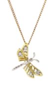 18ct white and yellow gold butterfly pendant