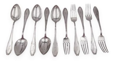 Five German silver table spoons