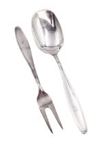 Norwegian silver serving fork and spoon