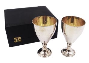 Pair of modern silver goblets