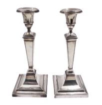 Pair of 1920s silver mounted candle sticks