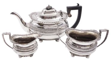 Early 20th century Edwardian silver three piece tea service