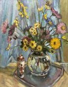 Margaret Micklethwaite (British fl.1966): Still Life of Flowers in a Vase