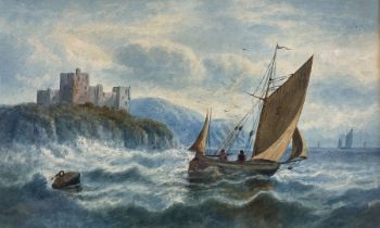 Alfred Lewis (British 19th/20th Century): Seascape Off Tintagel Castle