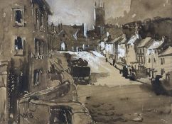 William Roger Benner (British 1884-1964): Nottingham Street Scene