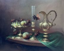 Continental School (20th Century): Still Life of Fruit and Golden Ornaments