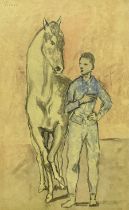 After Pablo Picasso (Spanish 1881-1973): Horse with a Youth in Blue