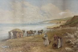 Kate E Booth (British fl.1850-1898): 'The Seaweed Cart'