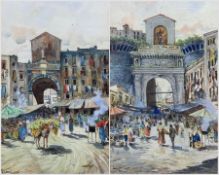 Gianni (Italian early 20th century): Market Scenes - Porta Capuana