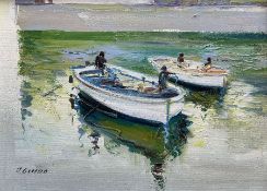 J Guido (Italian 20th Century): Moored Boats