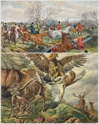 W Lees (British Late 19th Century): The Hunt and An Eagle Fight