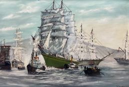 TW Belcher (British 20th Century): Clipper in Full Sail