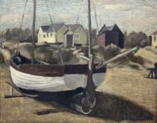 English School (Mid 20th Century): 'Brown and White Boat - Thorpeness'