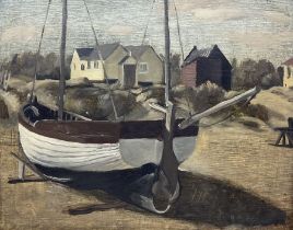 English School (Mid 20th Century): 'Brown and White Boat - Thorpeness'