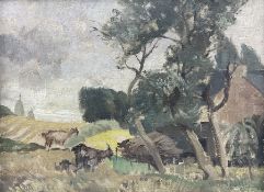 Adrian Chorley (British 1906-1983): 'Breton Landscape' Billy Goats Grazing