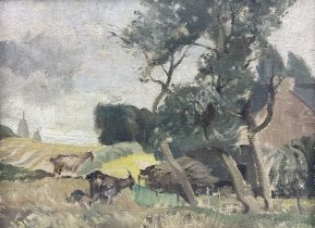 Adrian Chorley (British 1906-1983): 'Breton Landscape' Billy Goats Grazing