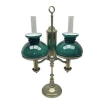 Miller & Sons Piccadilly polished brass double adjustable student's oil lamp