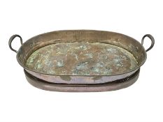 19th century twin handled copper pan