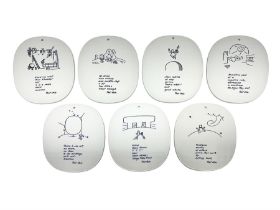 Seven Royal Copenhagen Piet Hein 1948-1980 plaques