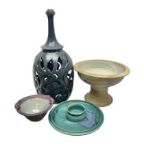 John Egerton (c1945-): studio pottery stoneware lamp base
