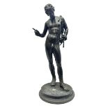 Bronzed classical nude male figure