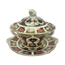 Royal Crown Derby 1128 Imari twin handled sauce tureen and stand
