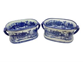 Victoria Ware blue and white footbaths