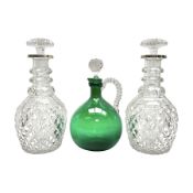 Pair of Victorian style cut glass decanters
