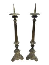 Pair of gilt metal pricket candlesticks