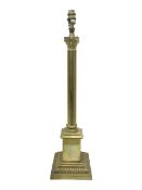 Brass table lamps in the form of Corinthian column