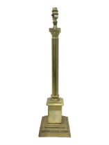 Brass table lamps in the form of Corinthian column