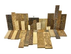 Collection of 20th century hardwood Dutch folk art Speculaasplank or biscuit moulds