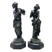 Pair of bronzed neoclassical female figures