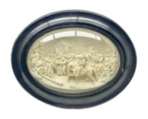 Justin Mathieu; oval high relief plaque depicting a battle scene
