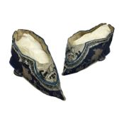 Pair of Chinese silk embroidered lotus shoes