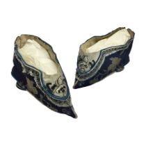 Pair of Chinese silk embroidered lotus shoes