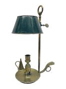 19th century brass Bouillotte candle lamp with adjustable green tole painted shade