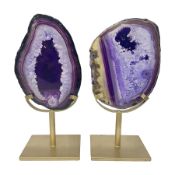 Pair of purple agate slices