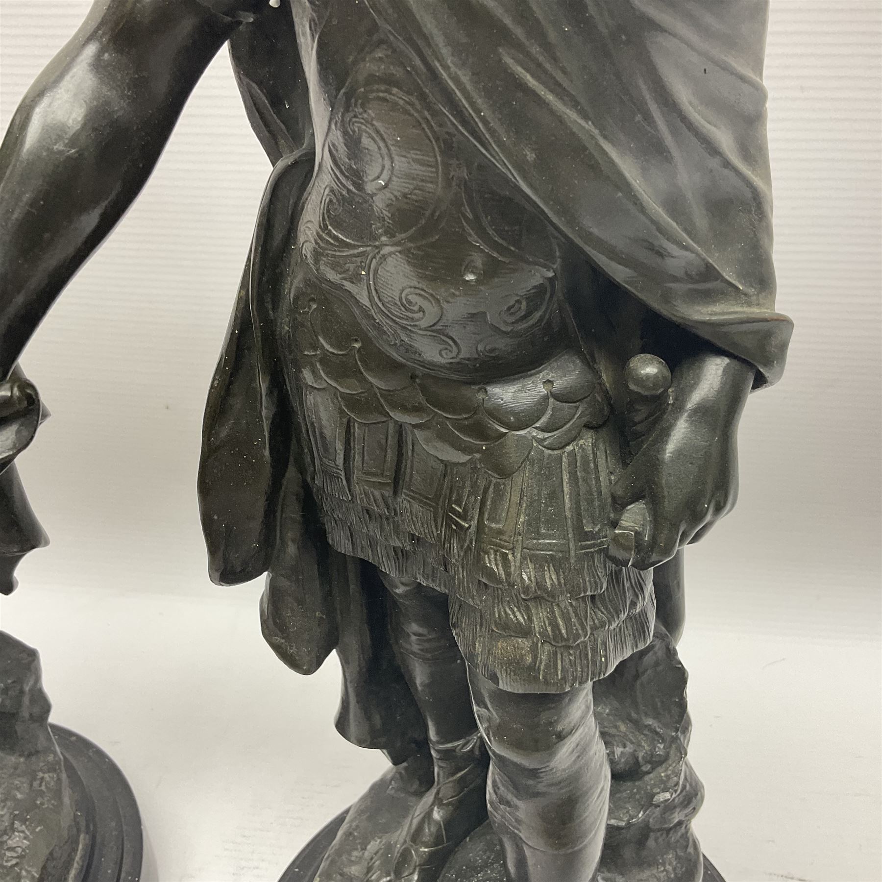 After Edouard Drouot pair of bronzed figures modelled as Roman soldiers - Image 5 of 23