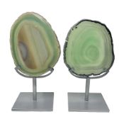 Pair of green agate slices