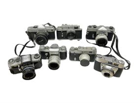 Seven SLR cameras