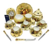 Aynsley Orchard Gold five coffee cans and saucers