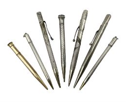 Six silver propelling pencils/pens