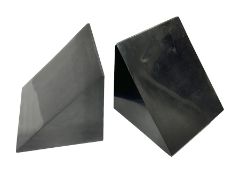 Pair of black marble book ends of triangular form