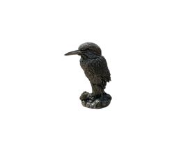 Filled silver kingfisher model with black eyes