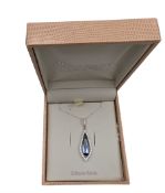 Silver cubic zirconia and purple/blue stone pendant necklace
