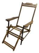 19th century folding brass mounted teak steamer chair