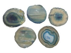 Five blue agate slices