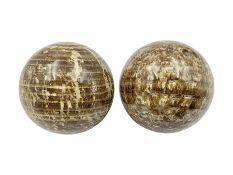 Pair of aragonite spheres